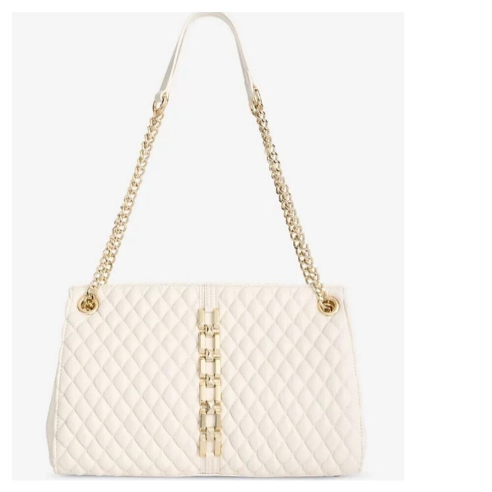 INC International Concepts Harrper Aurora quilted shoulder bag -Vanilla /White